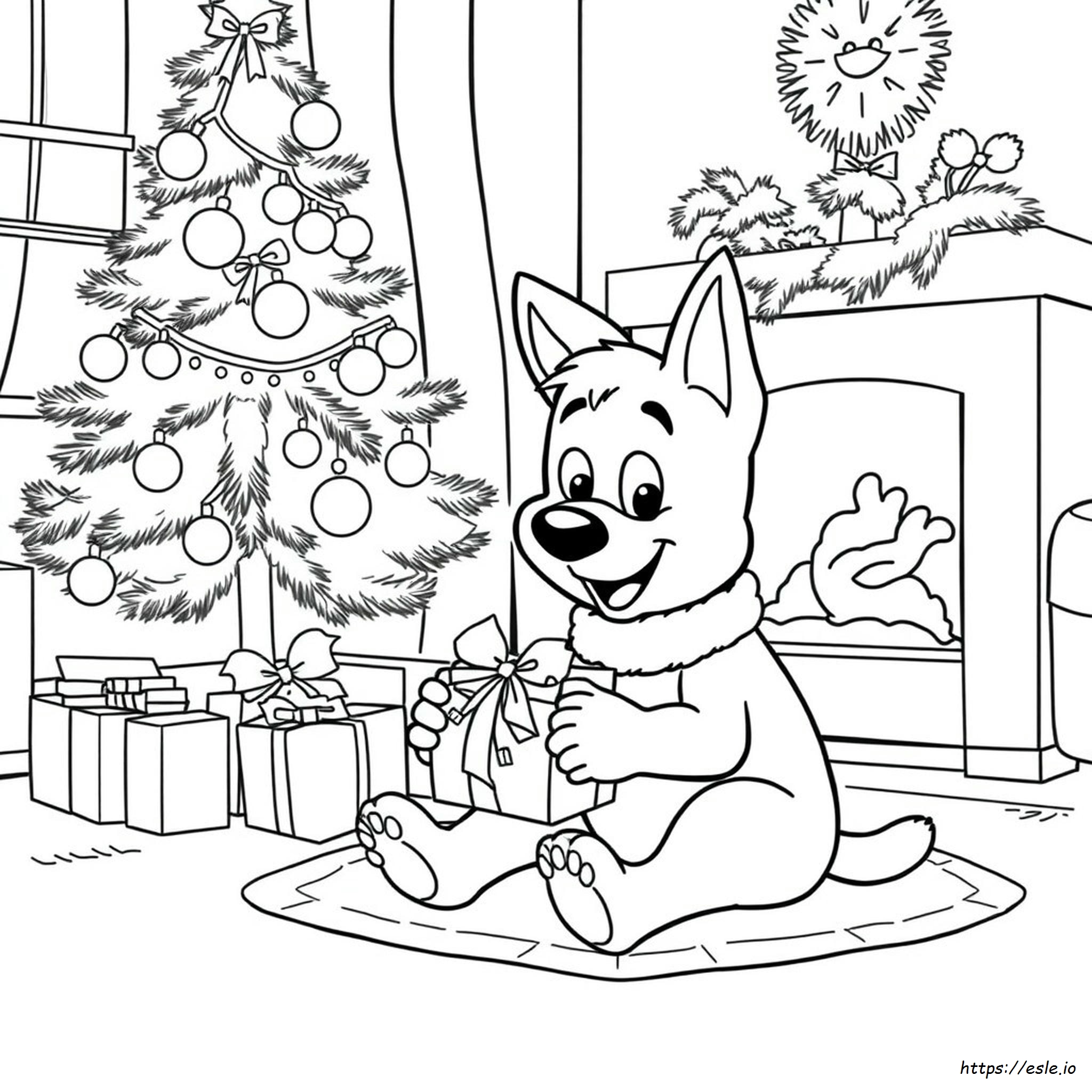 Bluey Yılbaşı Boyama Sayfaları Yazdırılabilir
