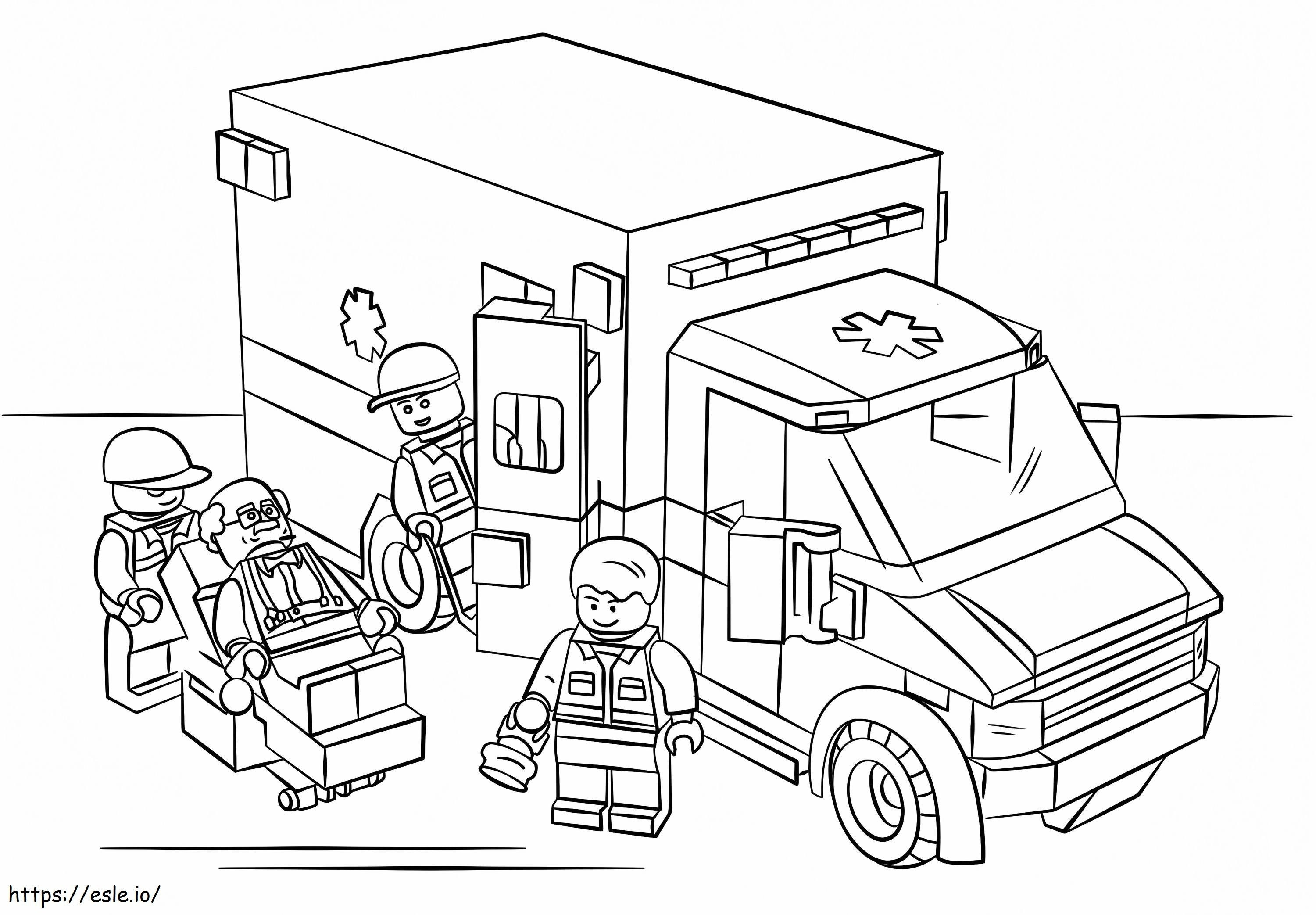 Coloriage L'ambulance de la ville de Lego à imprimer dessin