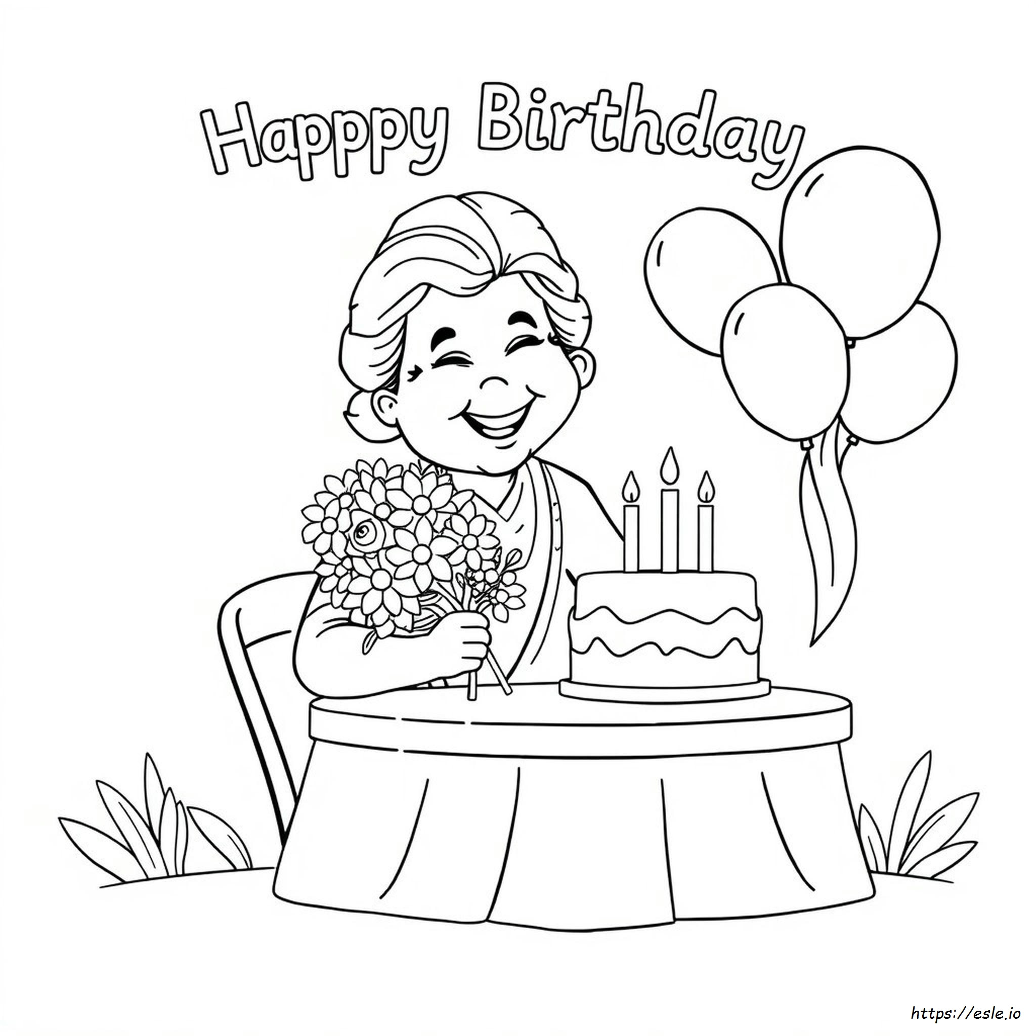 Happy Birthday Nana Coloring Page