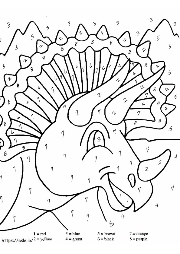 Cute Triceratops Color By Number coloring page