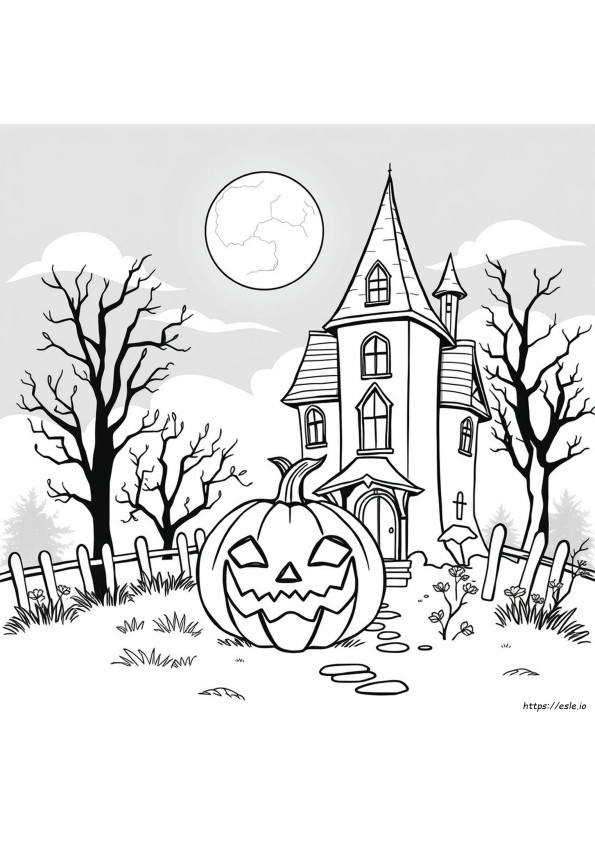 Istana Halloween Mewarnai Gambar