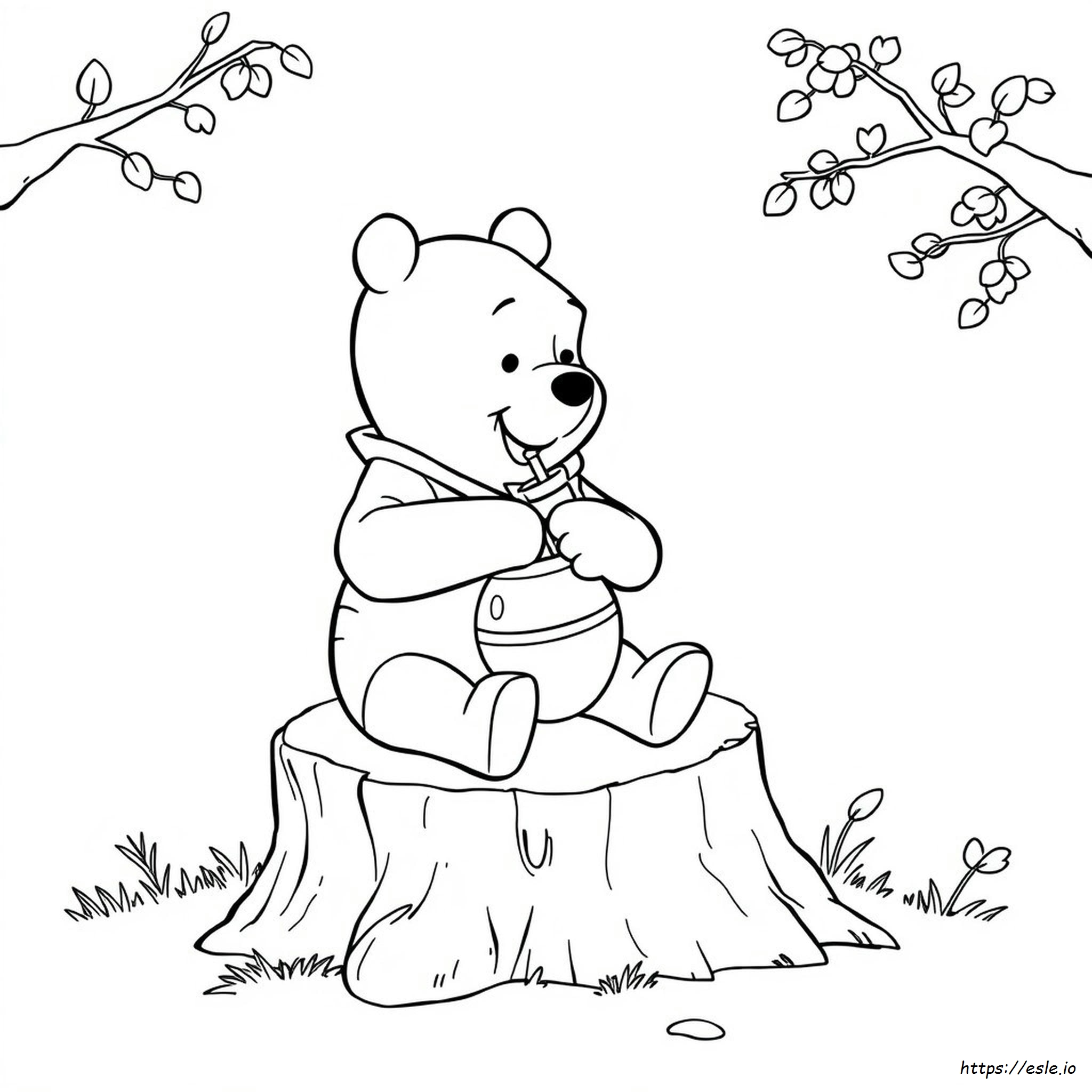 Winnie Pooh Comiendo Miel Para Colorear