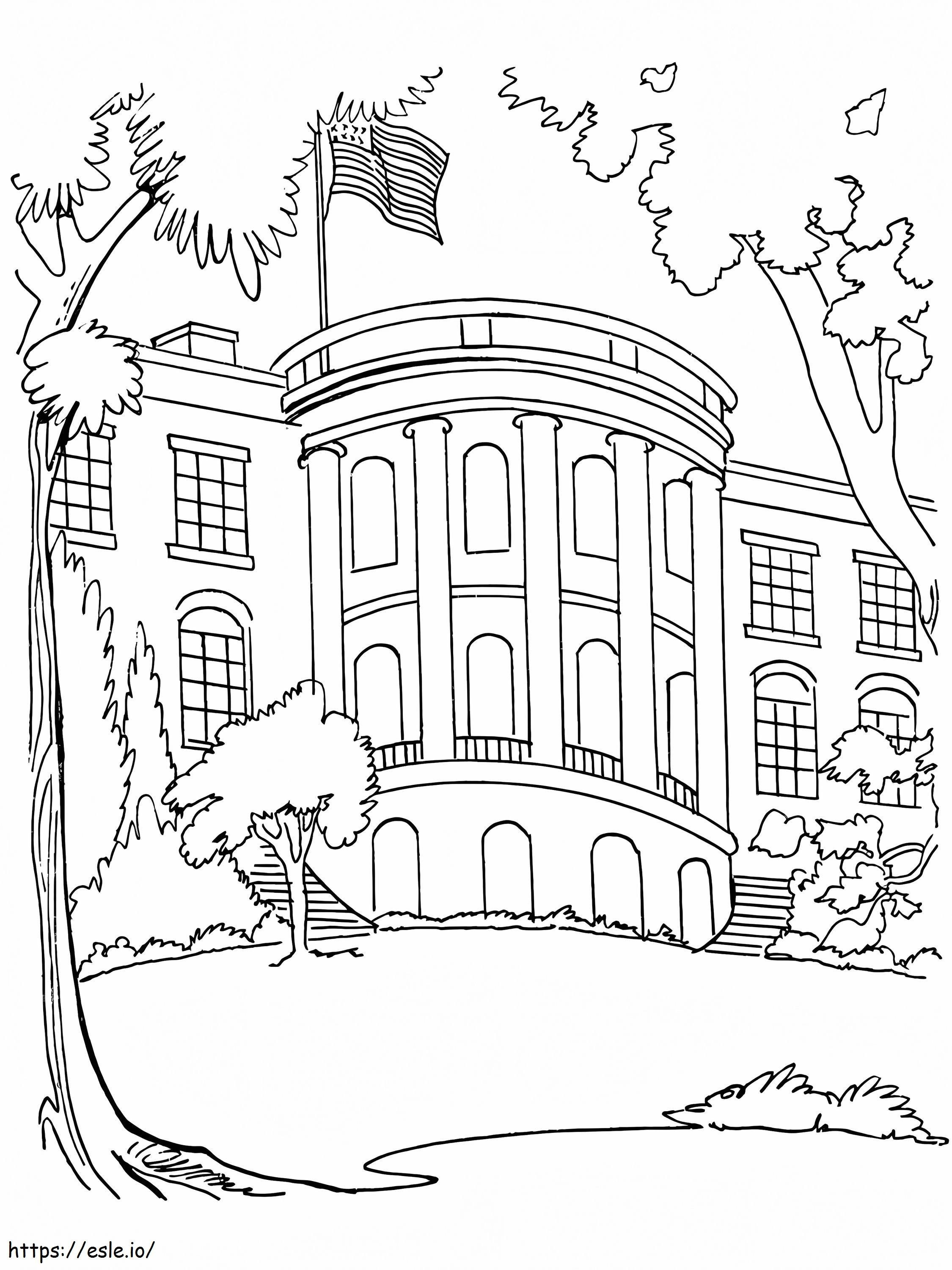 フリーホワイトハウス ぬりえ - 塗り絵