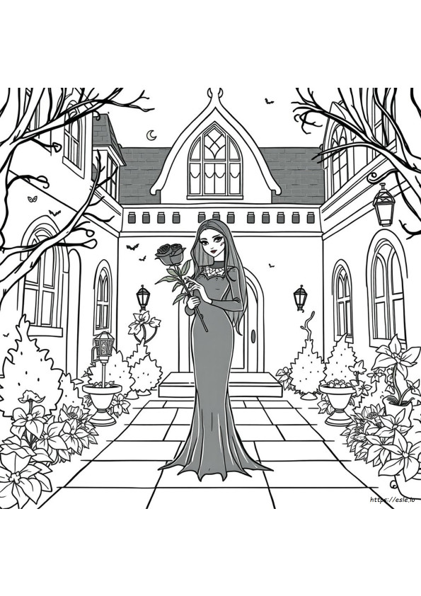 Gambar Mewarnai Morticia Addams