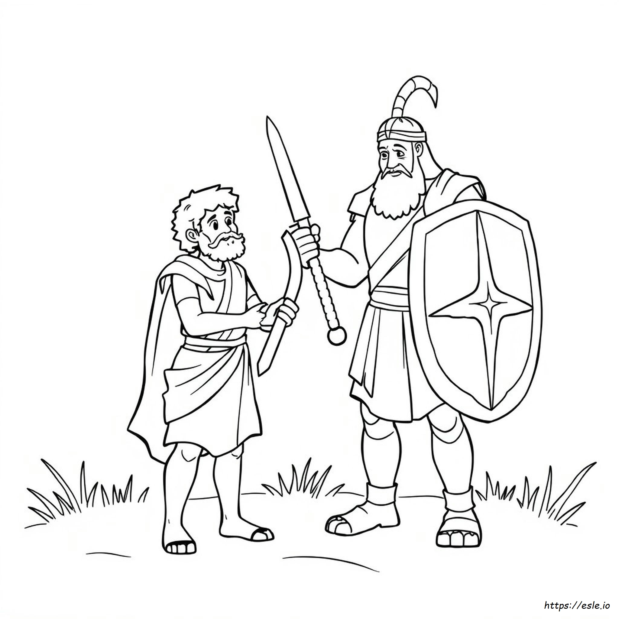 David And Goliath Coloring Page For Preschoolers