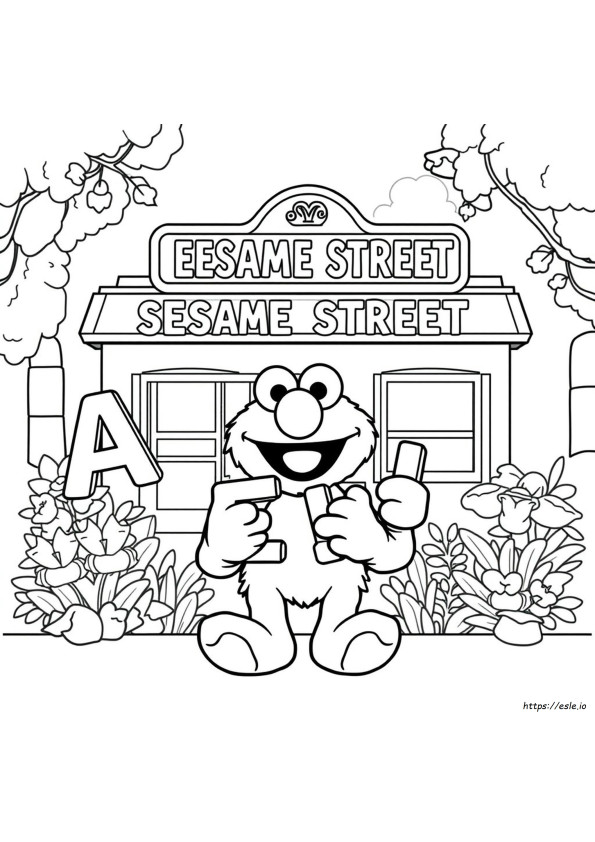 Alphabet Elmo Coloring Pages