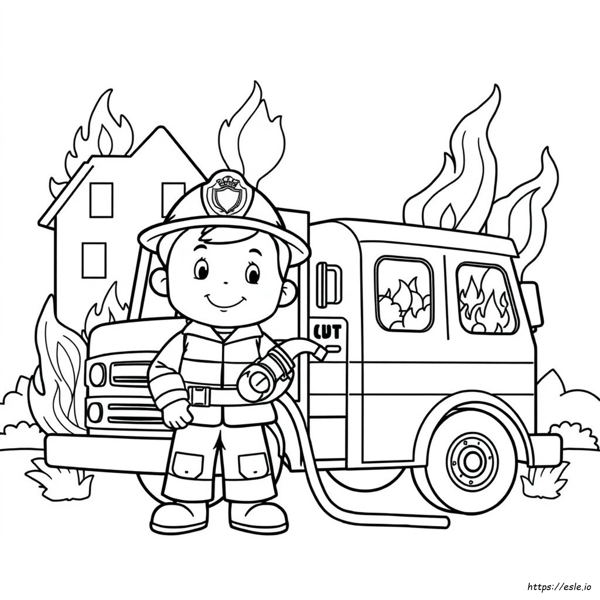 Cute Fireman Coloring Pages