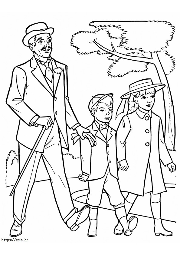 Coloriage Les personnages de Mary Poppins à imprimer dessin