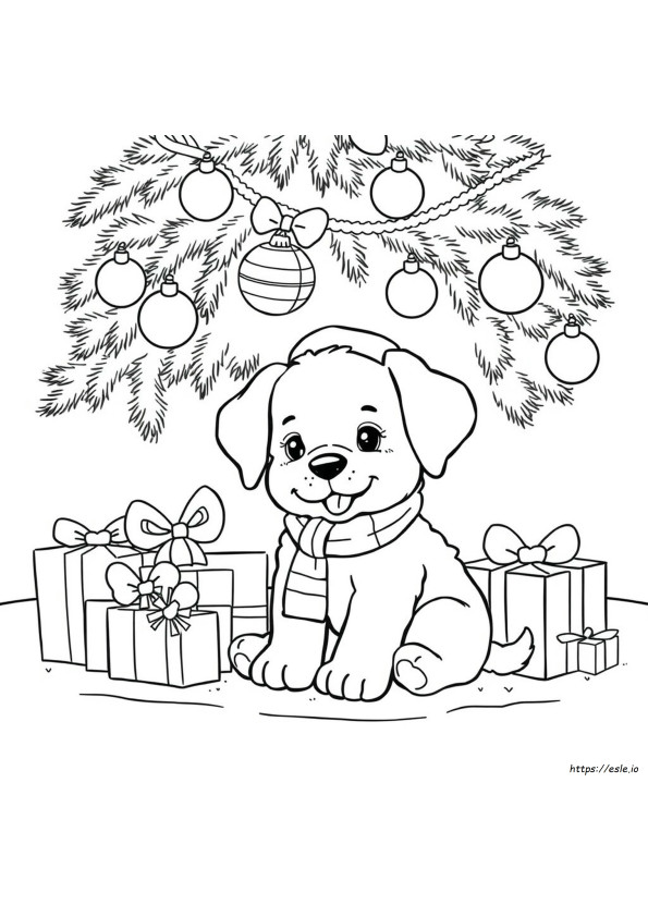 Halaman Mewarnai Anak Anjing Natal Lucu Untuk Liburan Natal