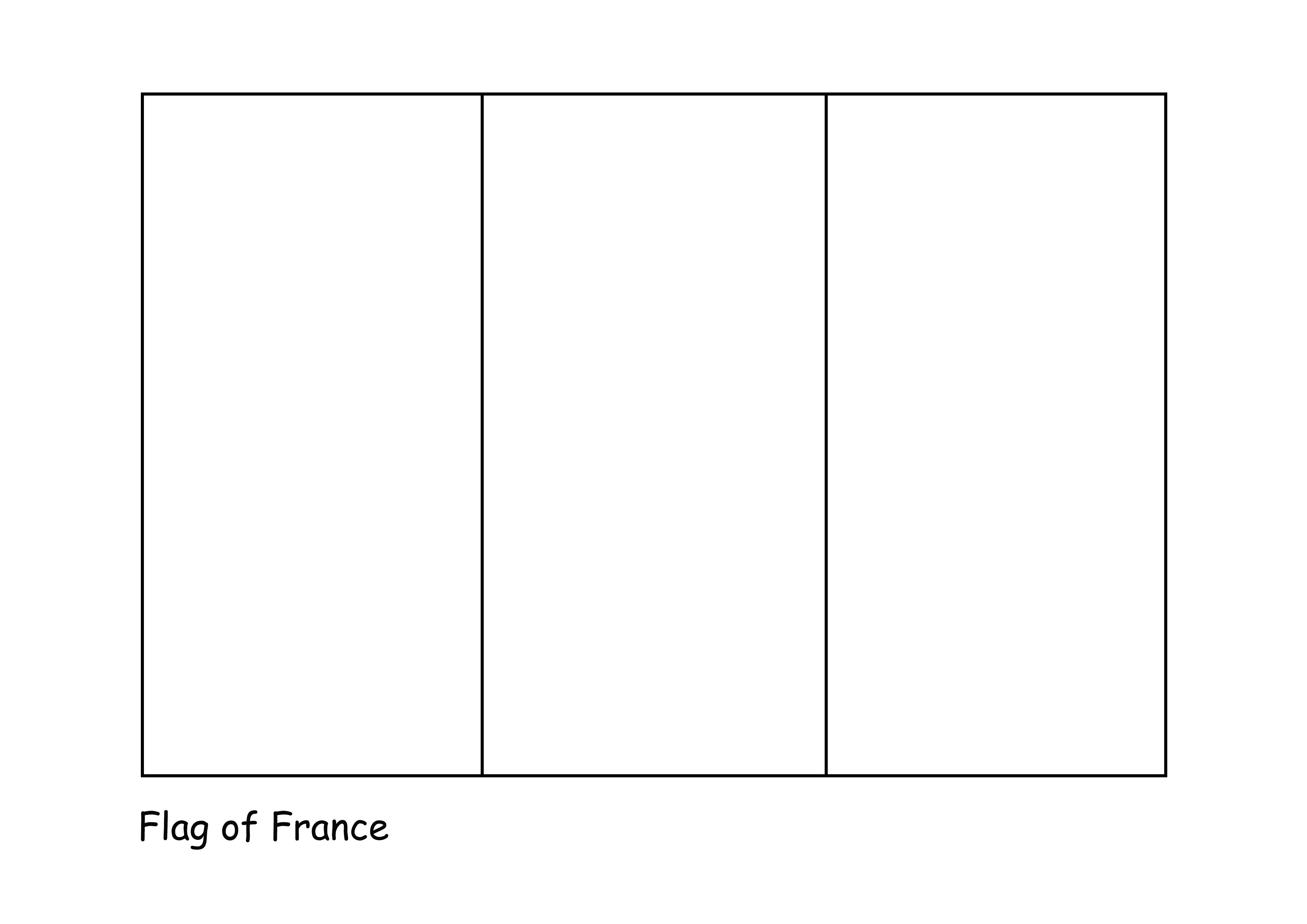 Pewarnaan sederhana dan halaman pencetakan Bendera Prancis gratis untuk anak-anak