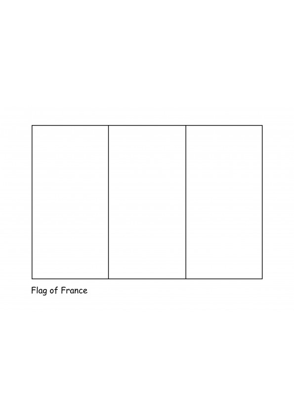 Una simple página para colorear e imprimir gratis de Bandera de Francia para niños