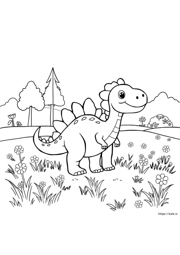 Schattige Dinosaurus Kleurplaat