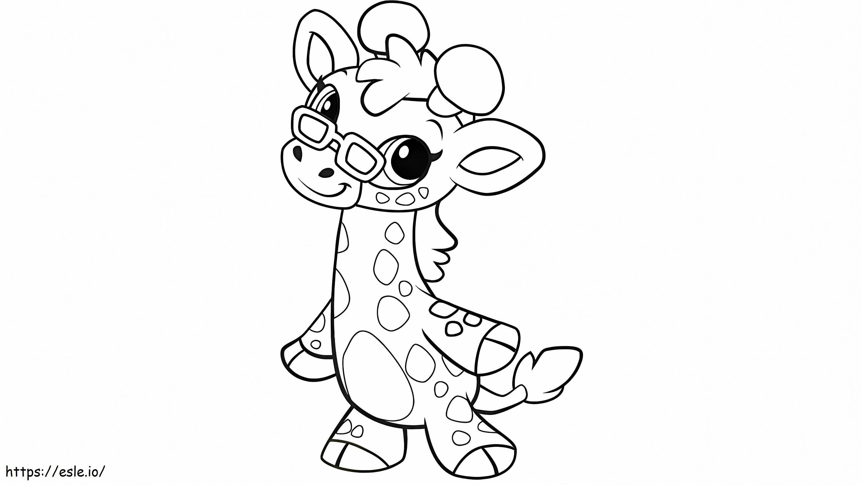 Coloriage Girafe en verre avec des lunettes à imprimer dessin