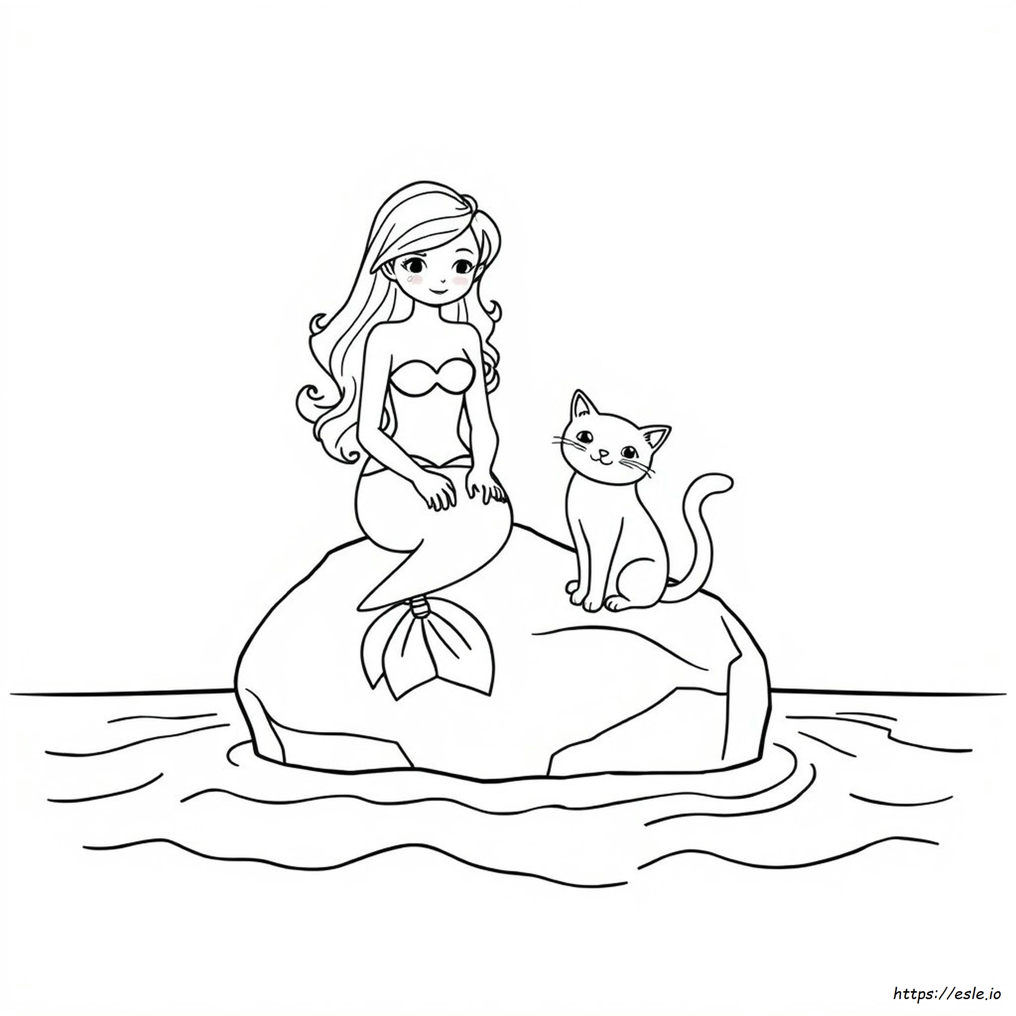 Gatto Sirena Da Colorare