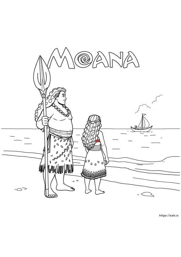 Moana Ja Maui Värityskuvat