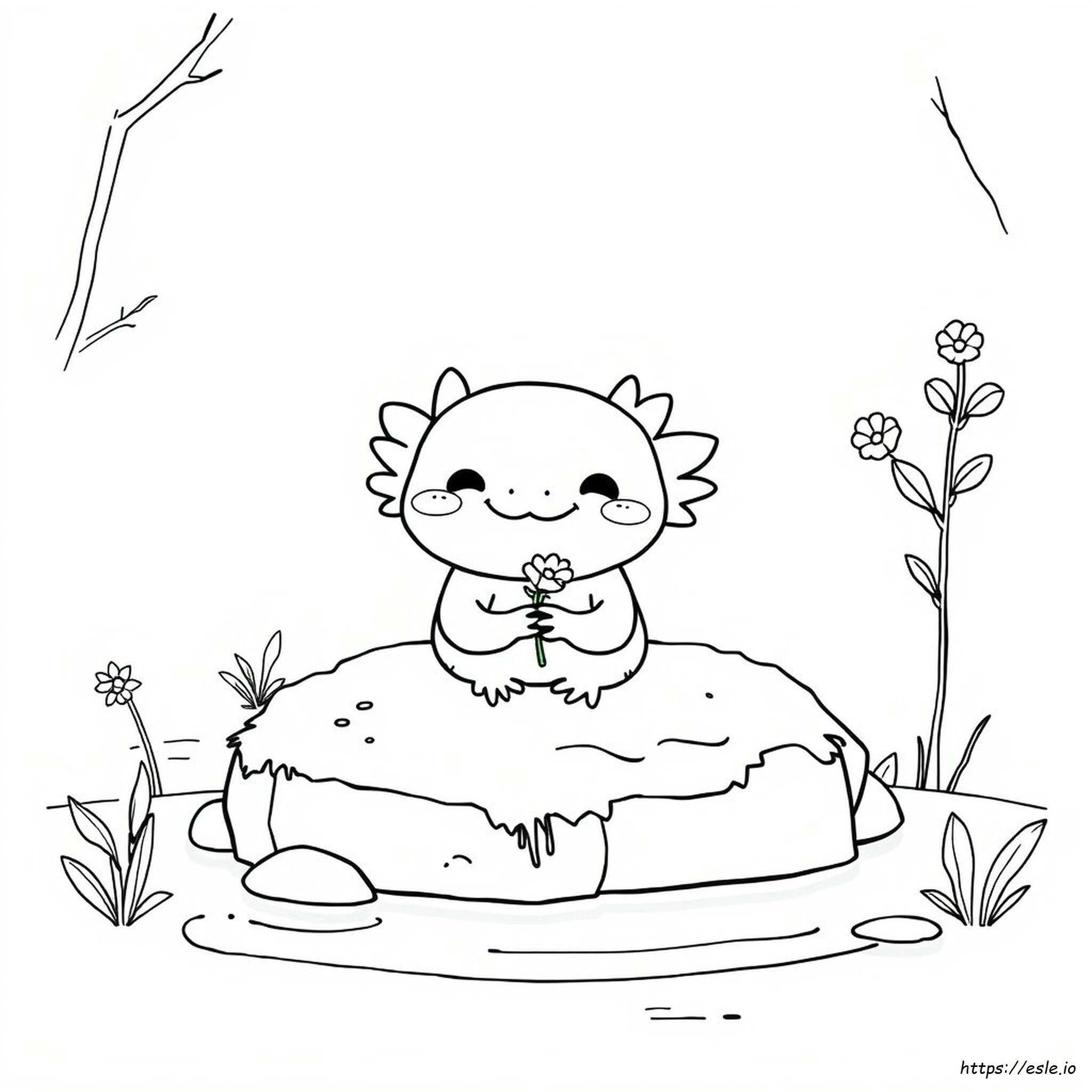 Printable Kawaii Axolotl Coloring Page