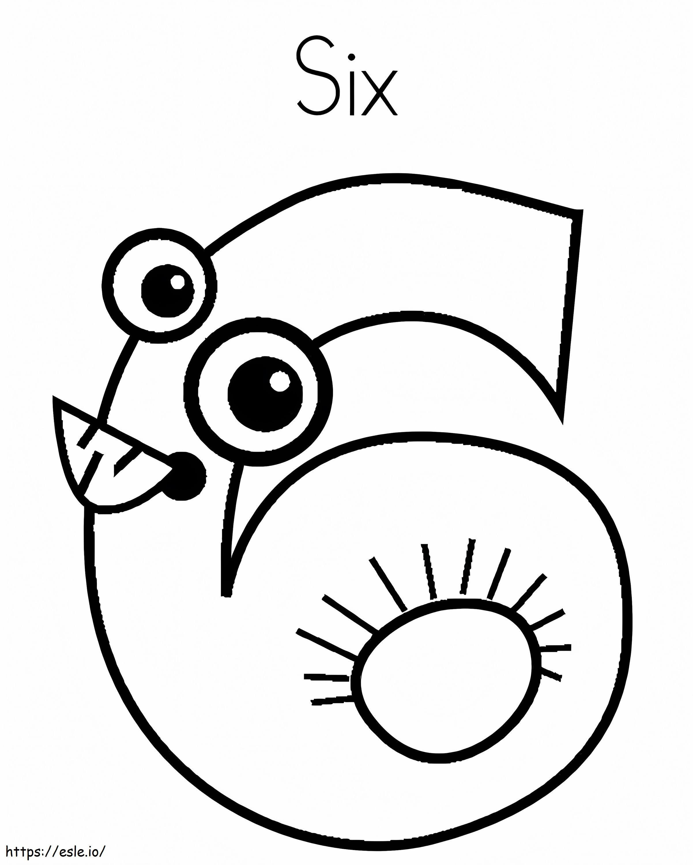 Crazy Number 6 coloring page