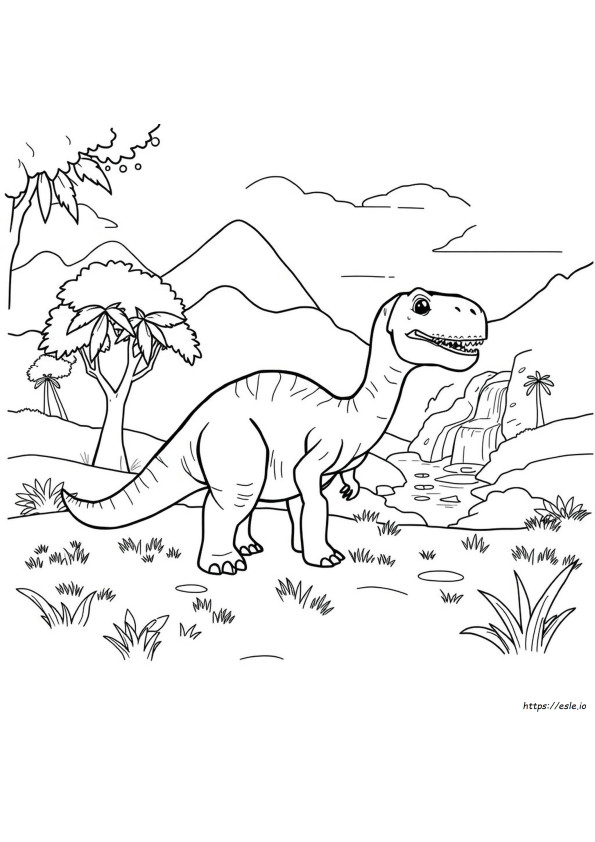 Gambar Mewarnai Pemandangan Dinosaurus