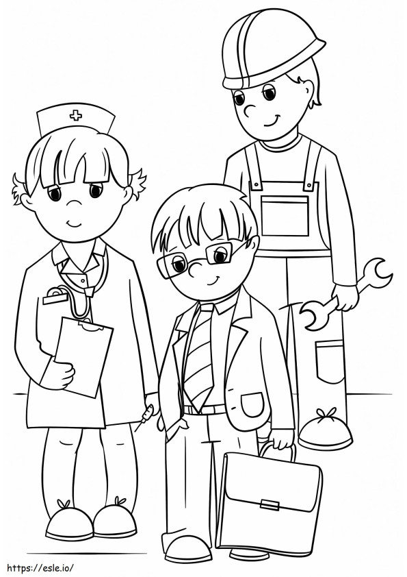 Community Workers coloring page