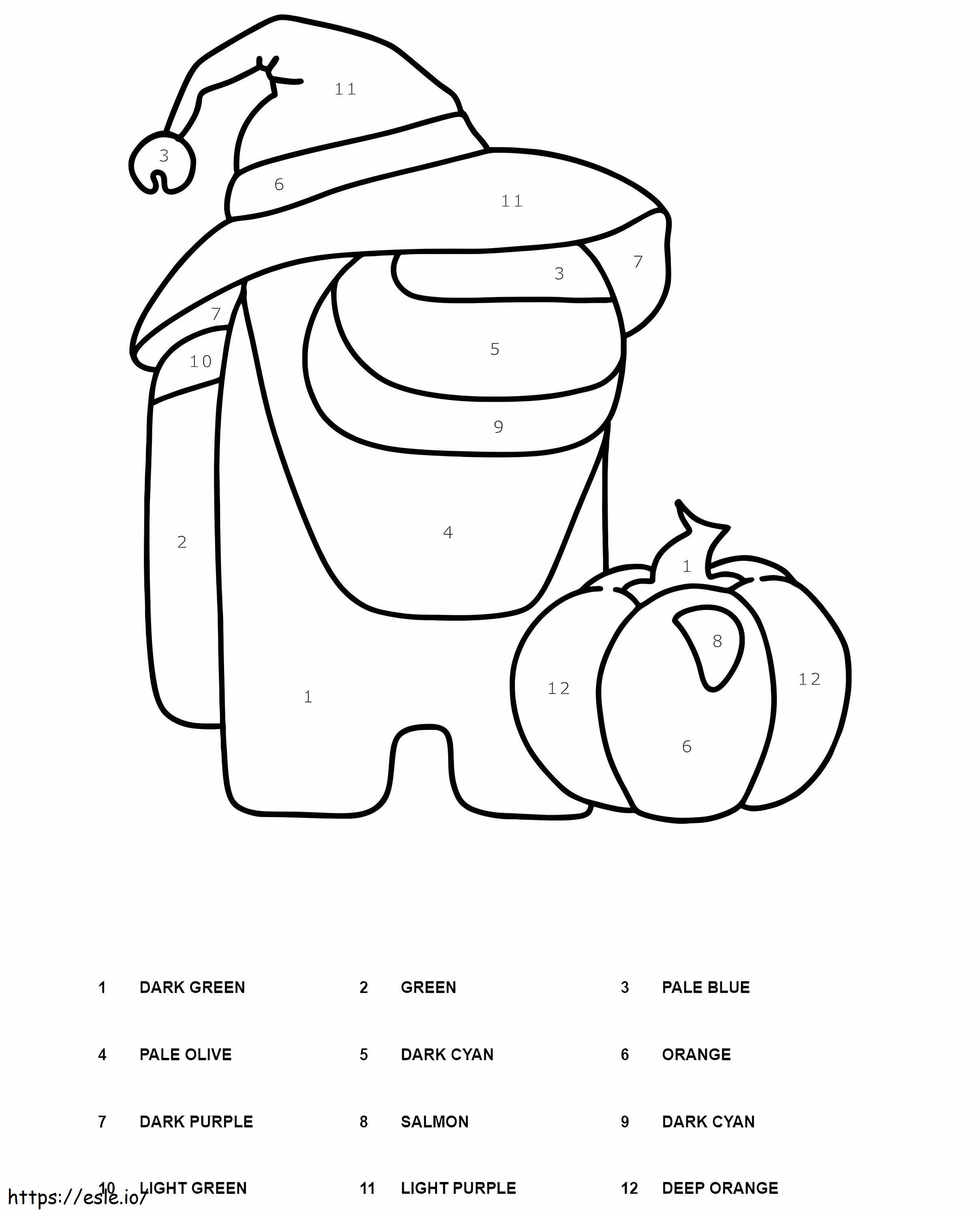 Halloween Among Us Color By Number coloring page