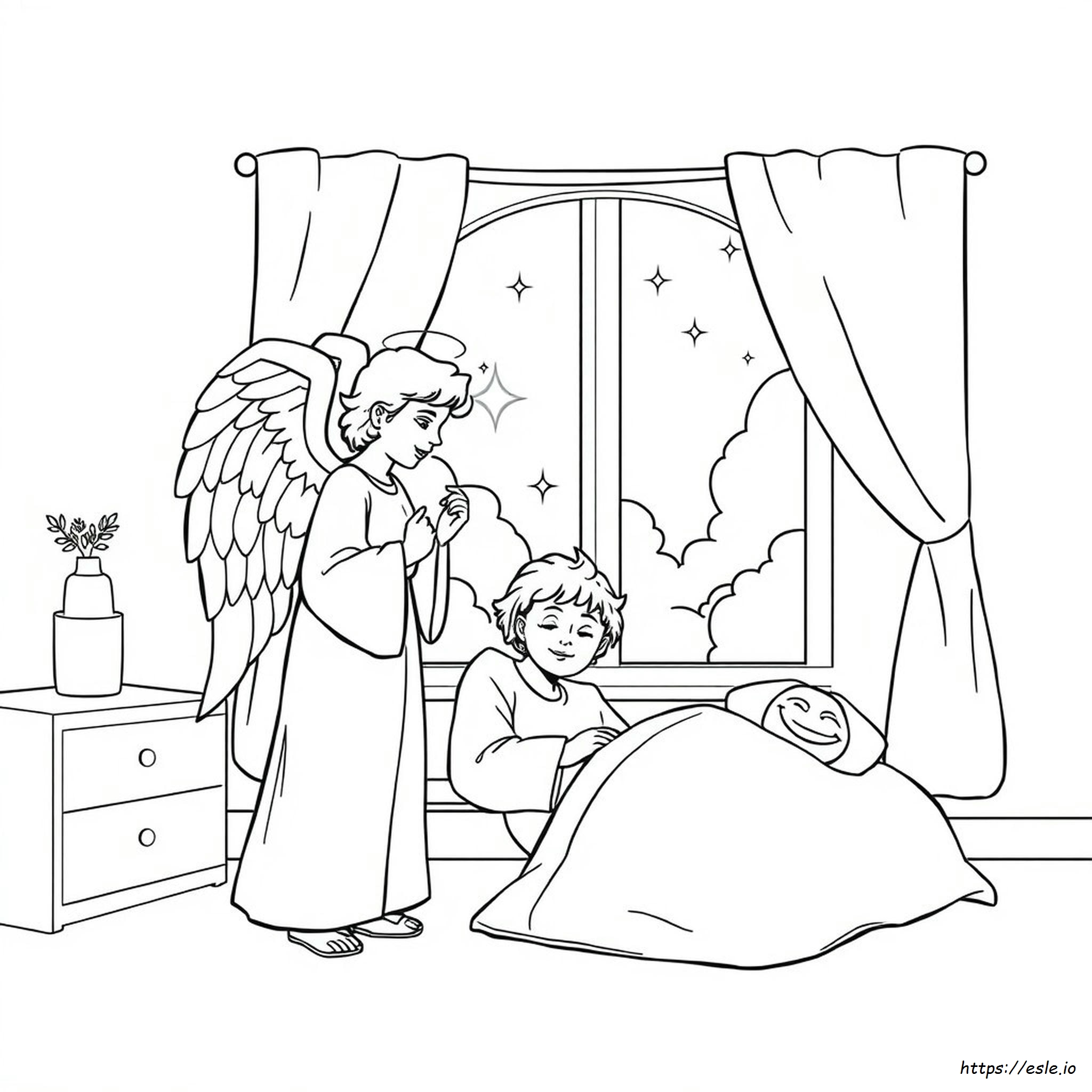 Angel Visits Joseph Coloring Page