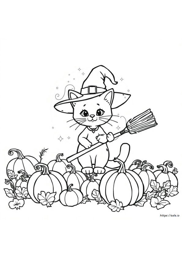 Gattino Di Halloween Simpatico Da Colorare