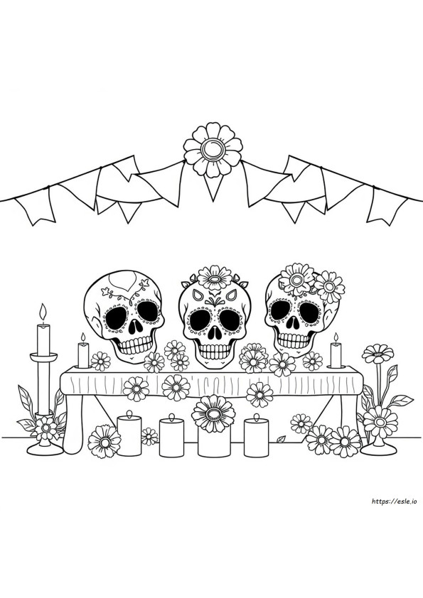 Dia De Los Muertos Suikerschedel Kleurplaten