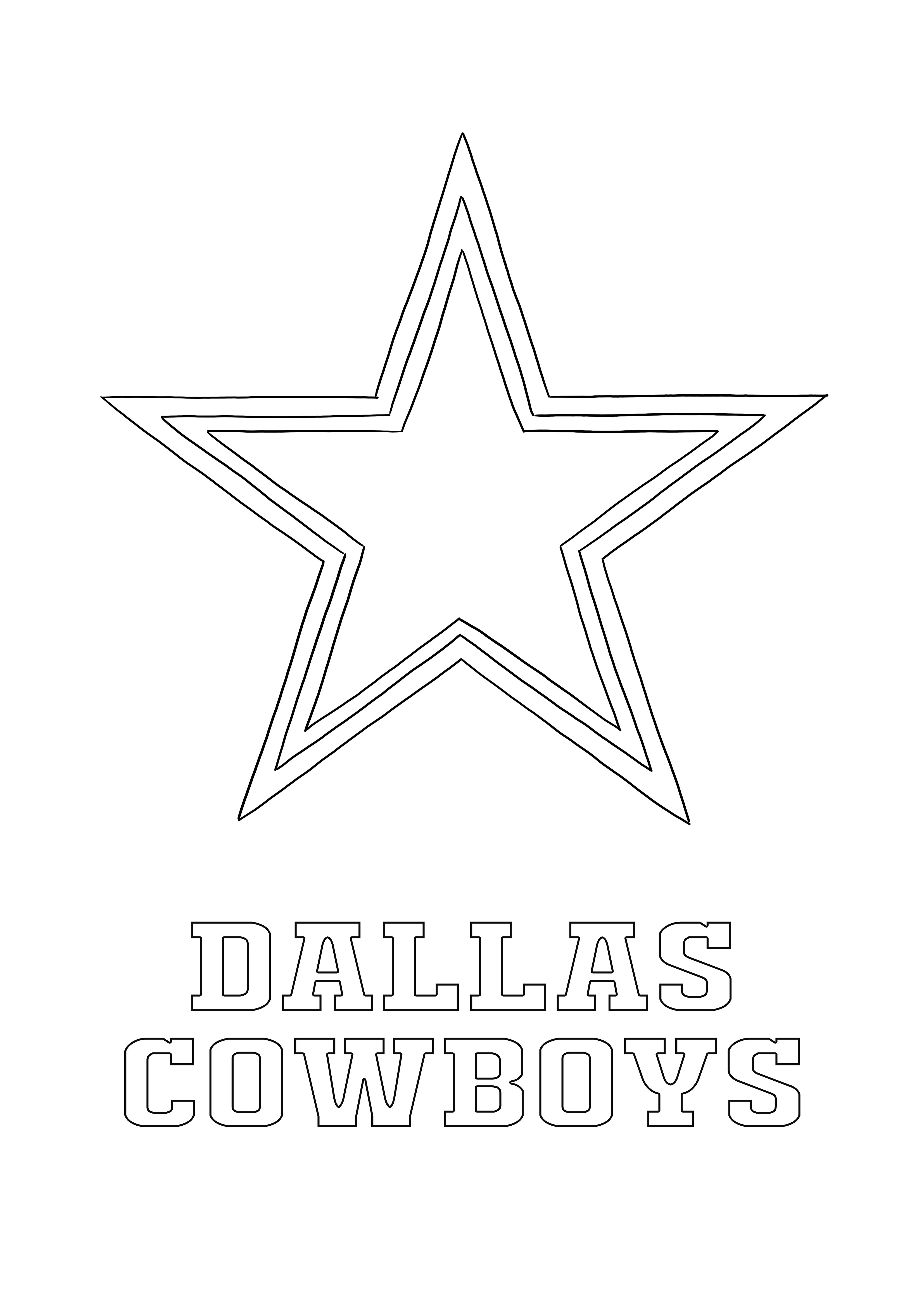 Logo Dallas Cowboys za darmo do kolorowania i drukowania dla wszystkich fanów sportu