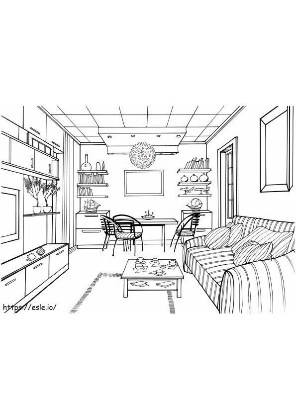Living Room With A Luminous Ball coloring page