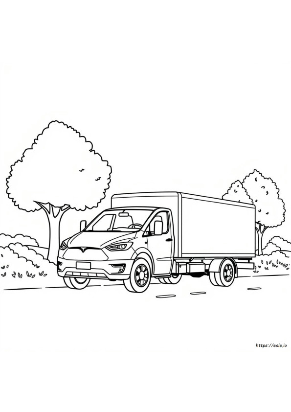 Gambar Mewarnai Truk Tesla Yang Dapat Dicetak
