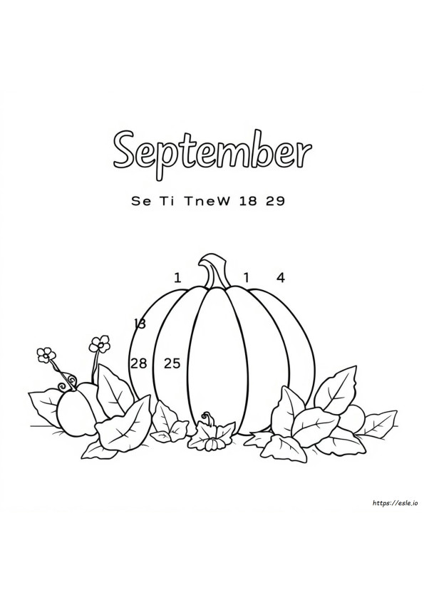 September Calendar Coloring Page