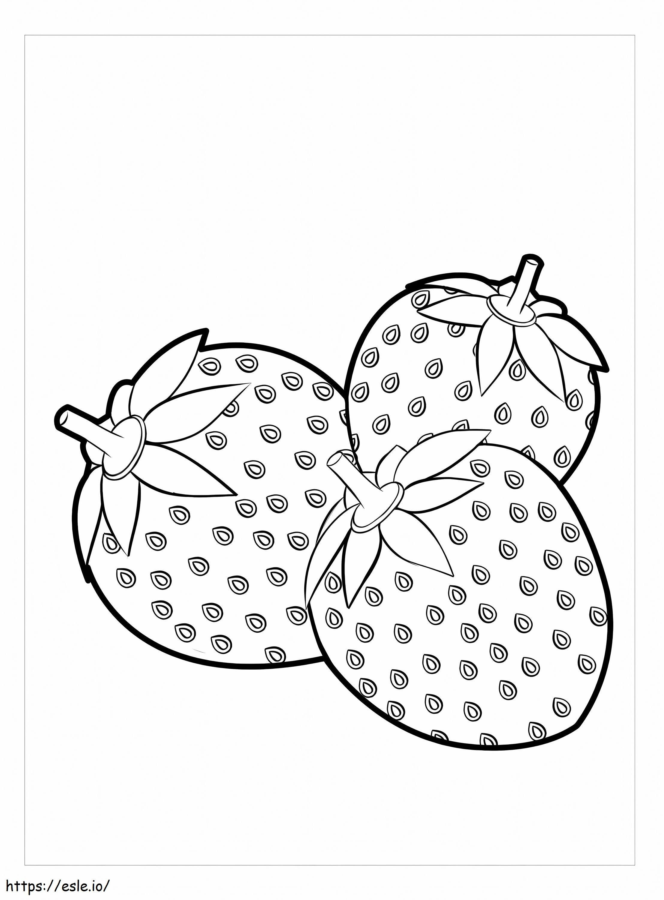 Three Basic Strawberries coloring page