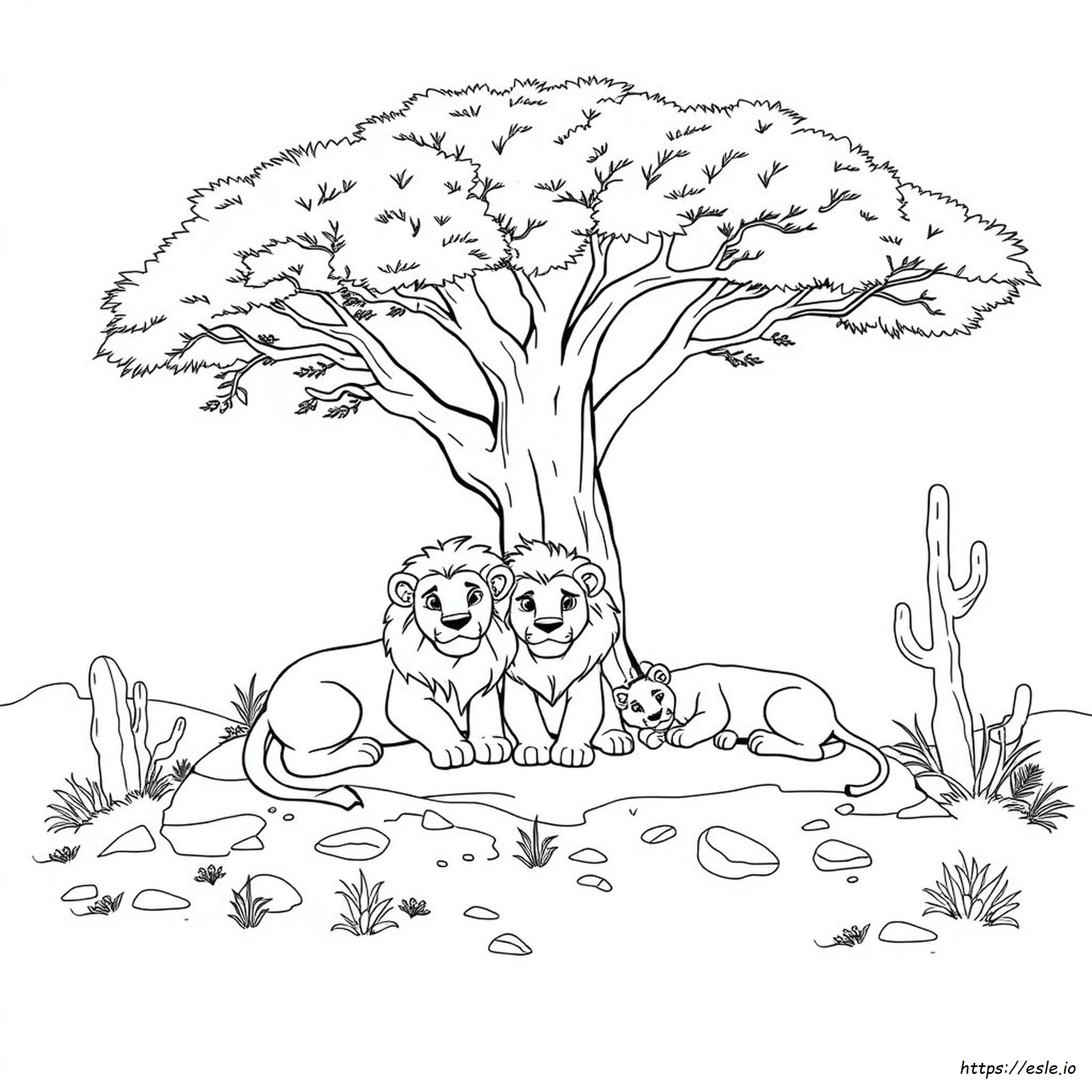 Realistic Lion Family Coloring Pages