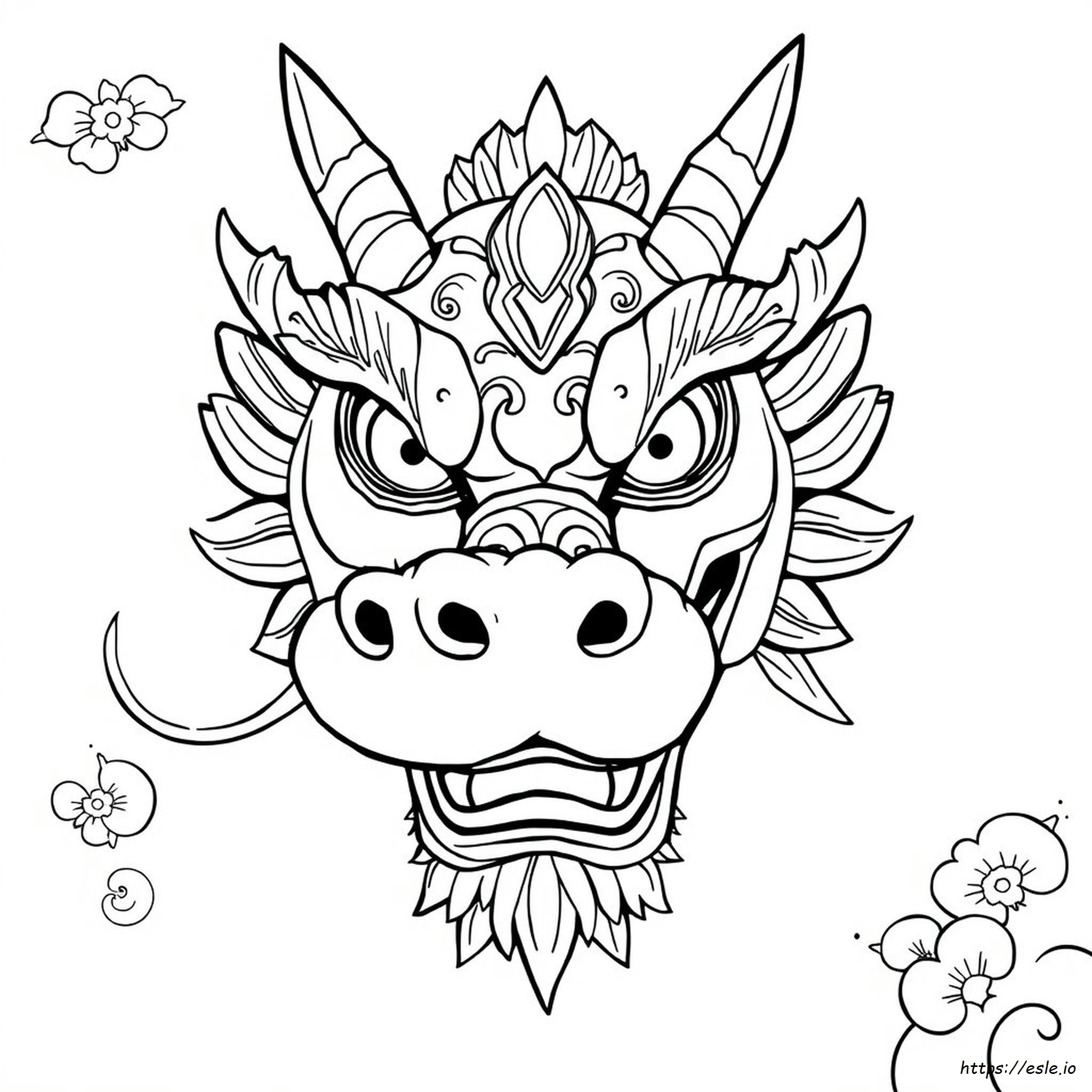 Chinese Dragon Face Coloring Page