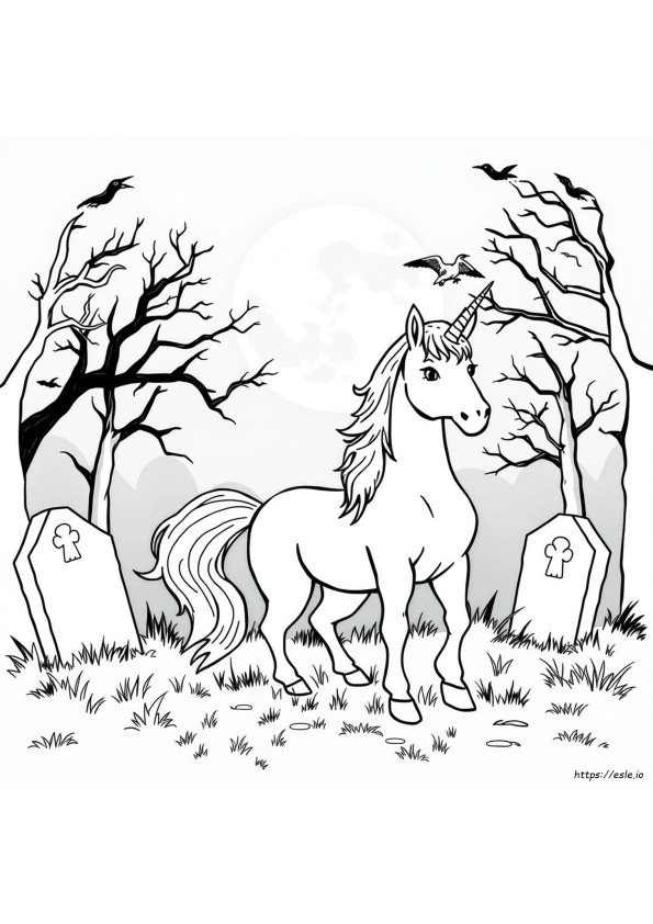 Spooky Unicorn Coloring Page