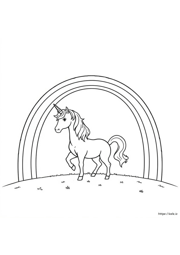Unicorn On Rainbow Coloring Page