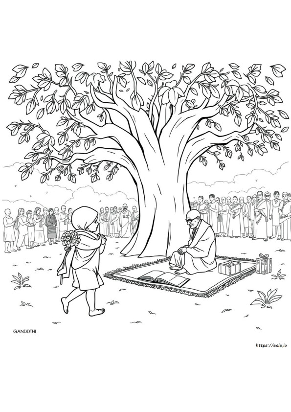 Gandhi Jayanti Gambar Mewarnai