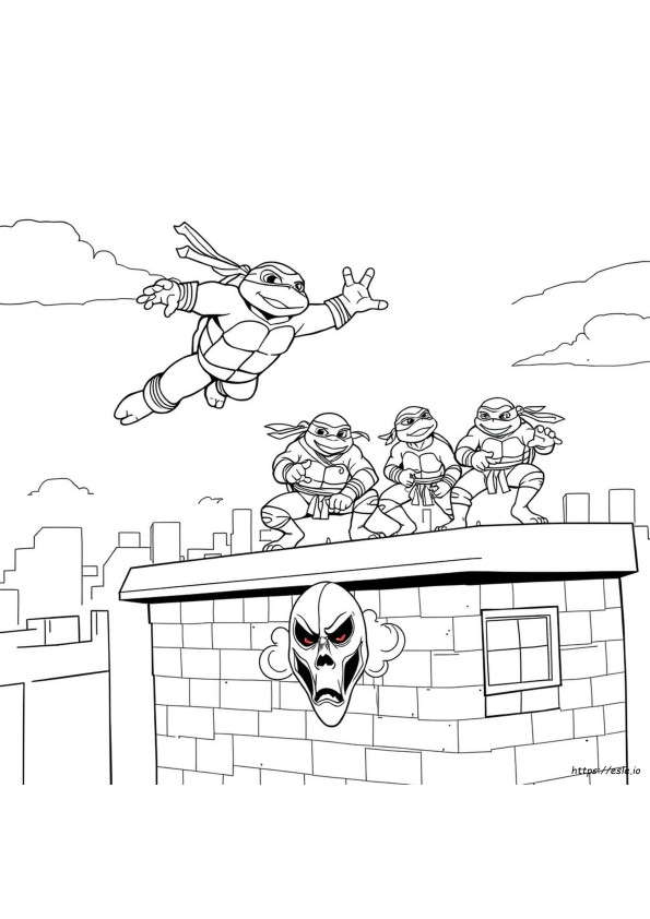 Halaman Mewarnai Kisah Kura-Kura Ninja Remaja