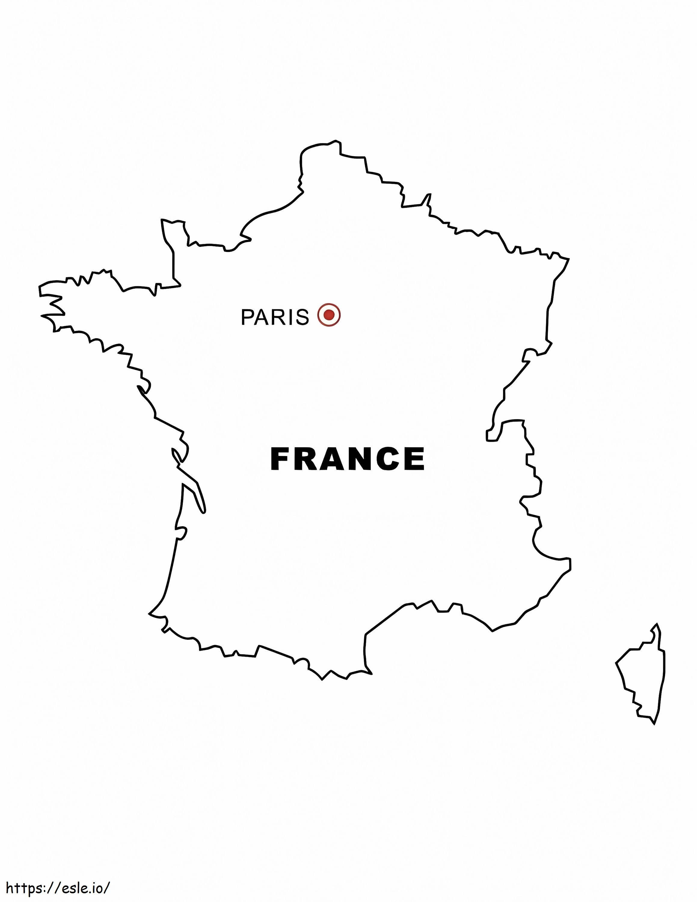 Harta Franței 4 de colorat