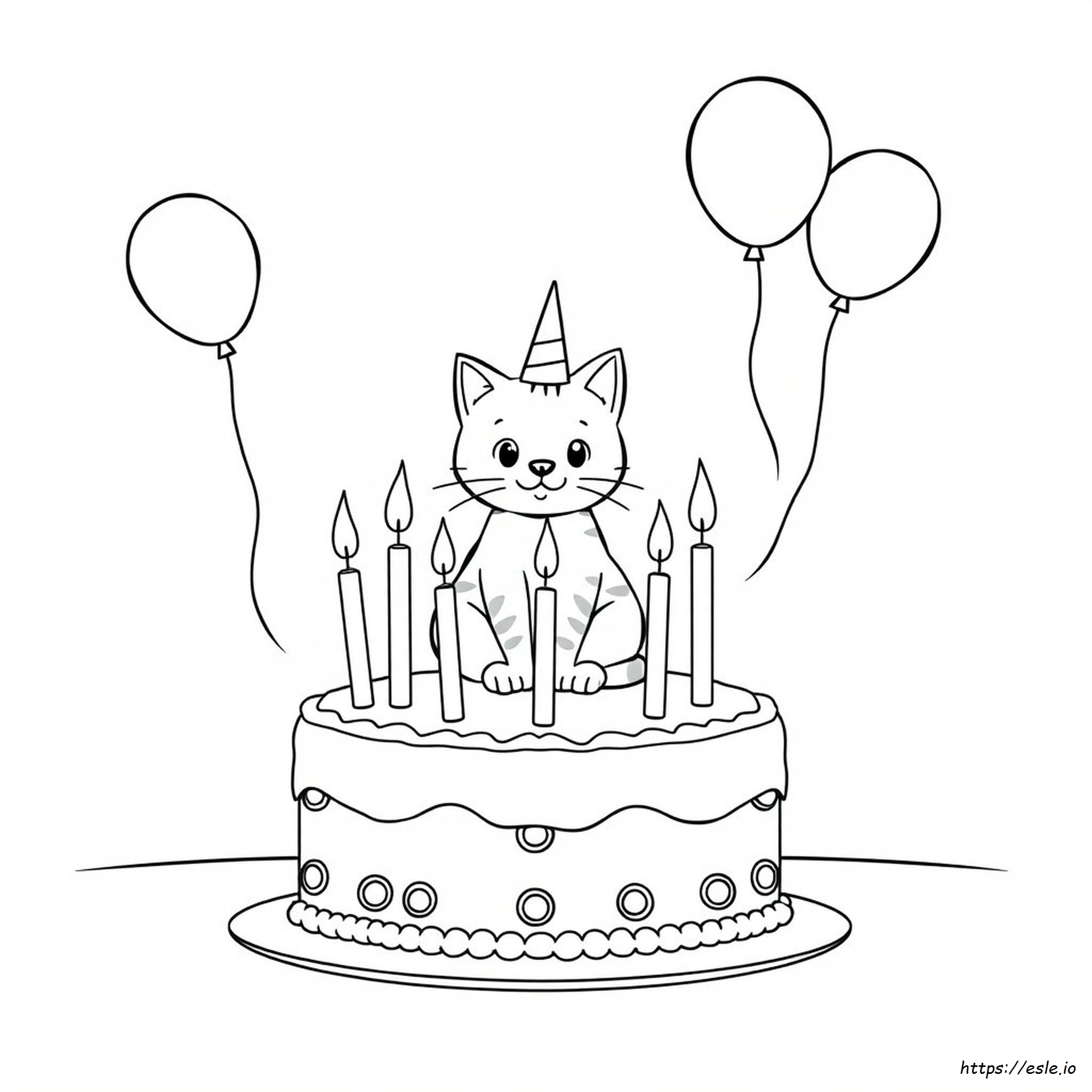 Gatto Di Compleanno Da Colorare