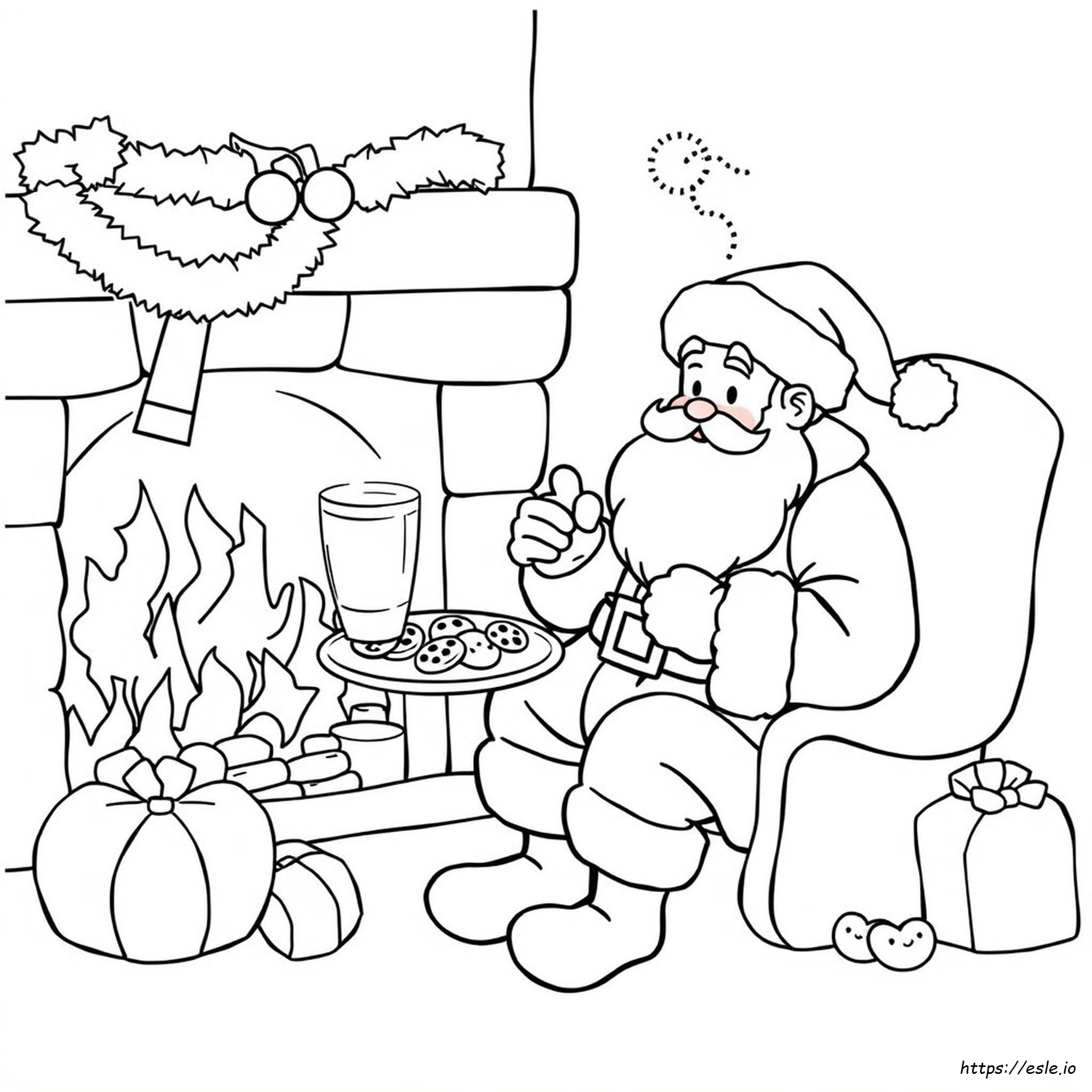Babbo Natale Che Mangia I Biscotti Da Colorare