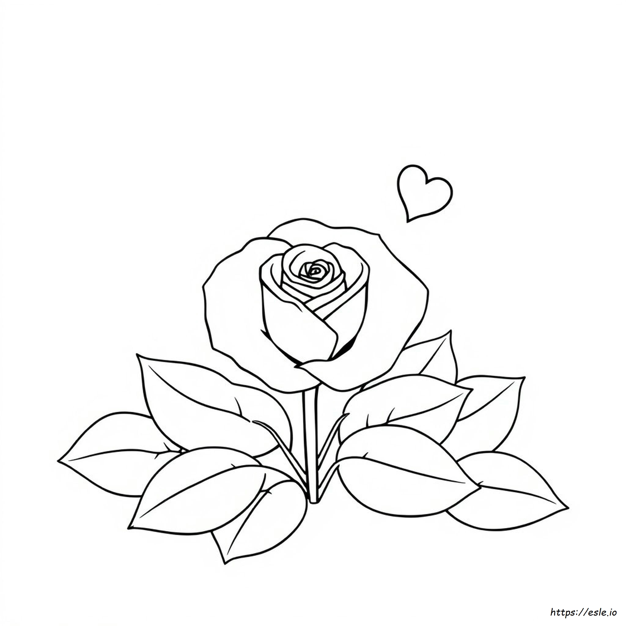 Rose Cute Rose Heart Coloring Pages