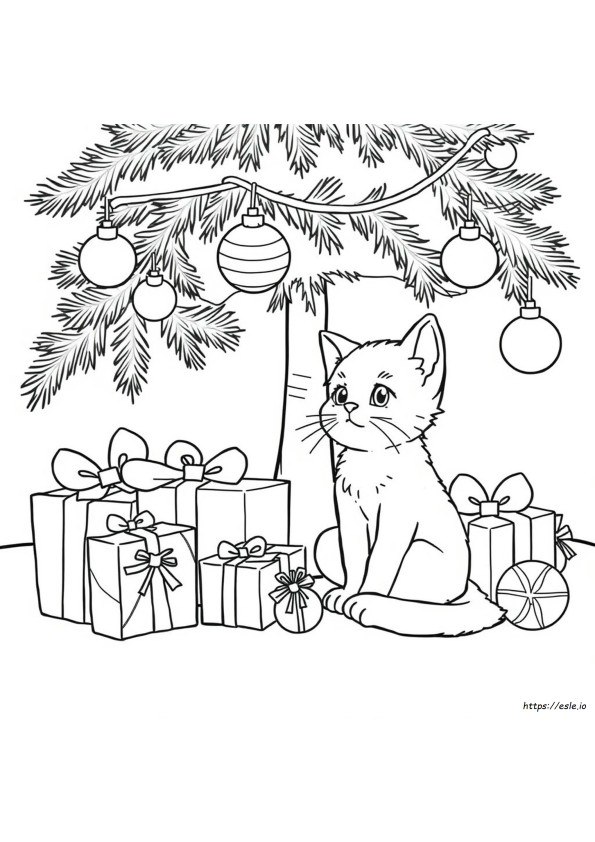 Anak Kucing Natal Untuk Mewarnai