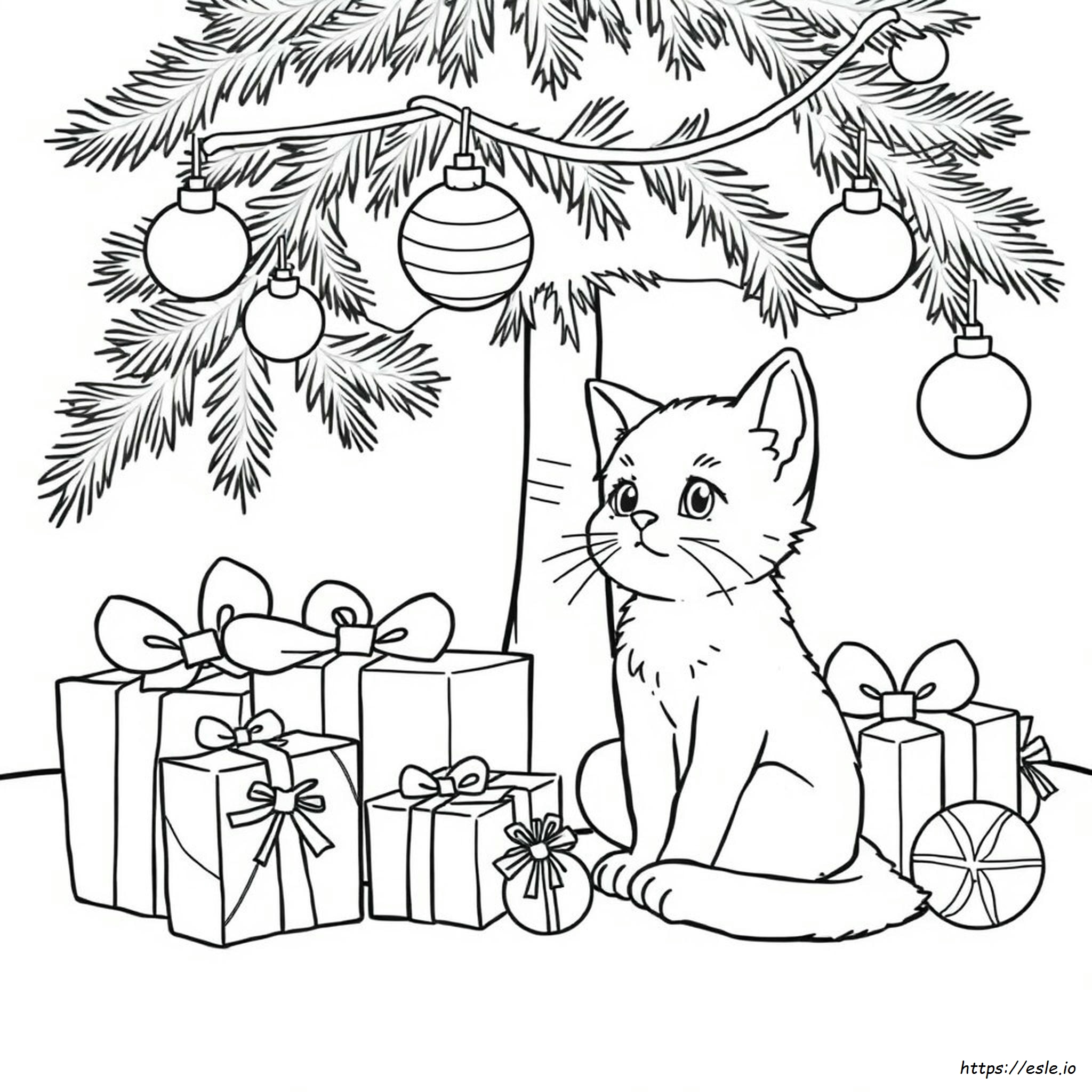 Gattino Di Natale Da Colorare