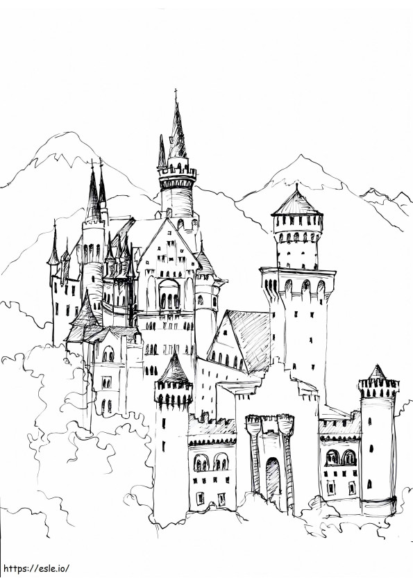 Rysunkowy zamek kolorowanka