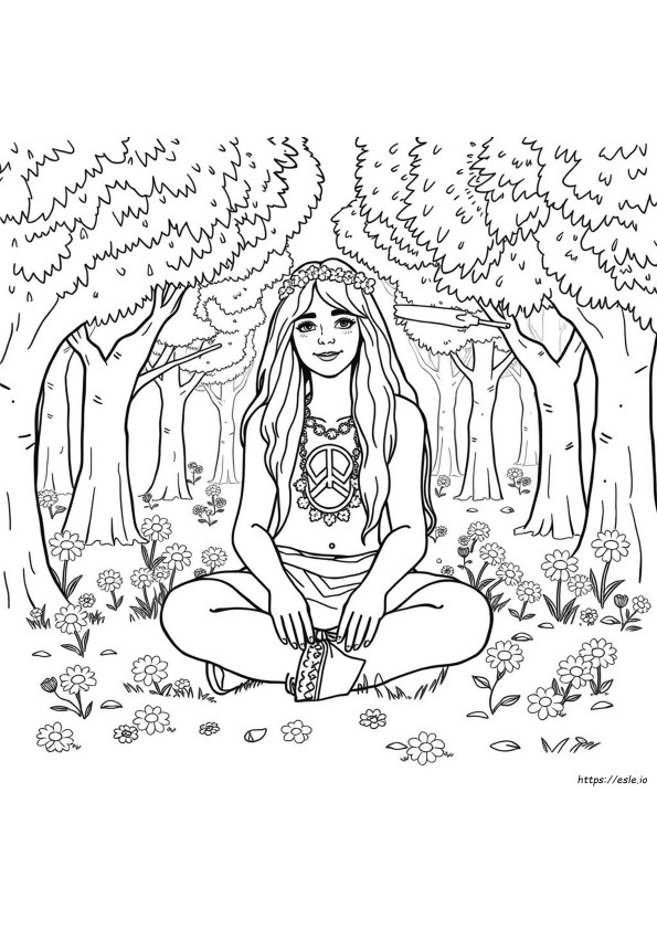 Halaman Mewarnai Hippie