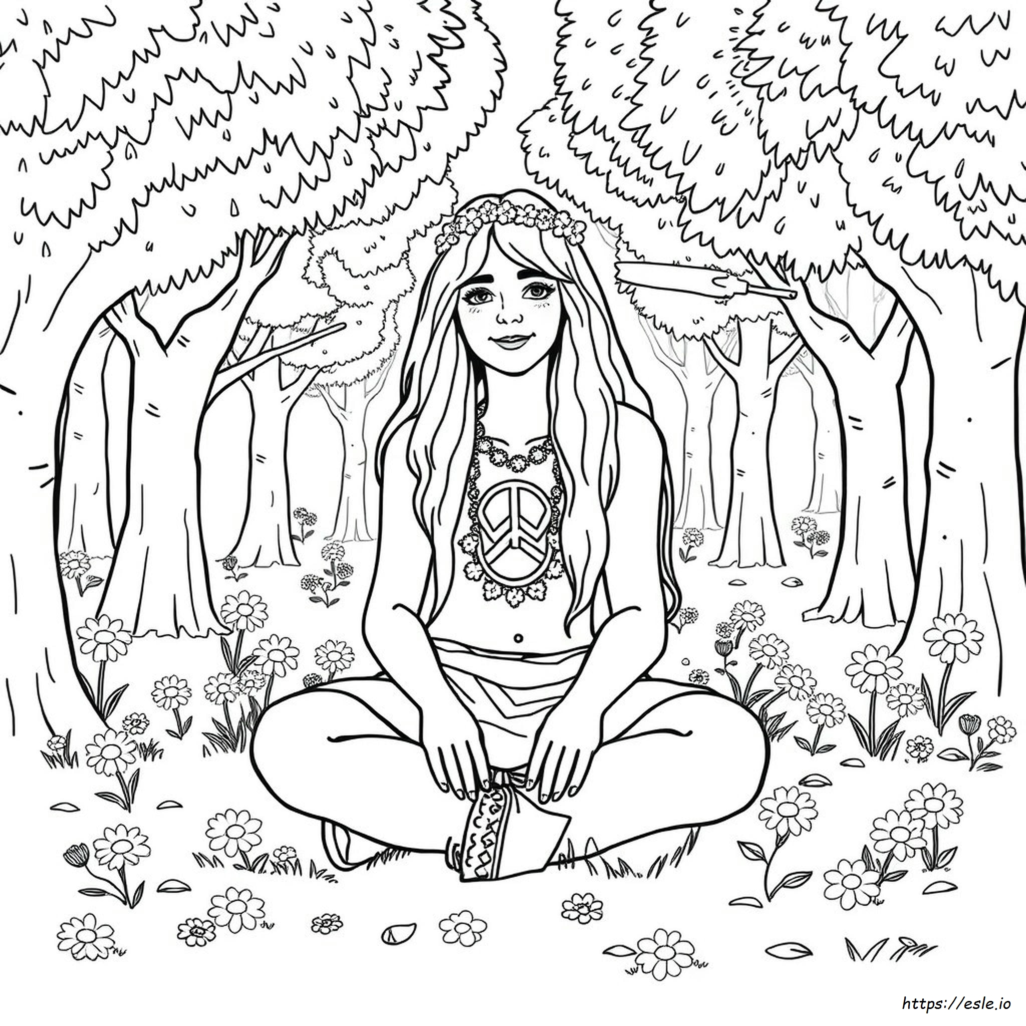 Hippie Colouring Pages