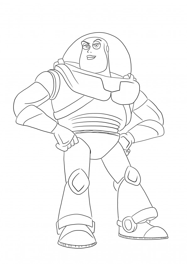 Strong Buzz Lightyear for coloring and free printing page for kids of all ages