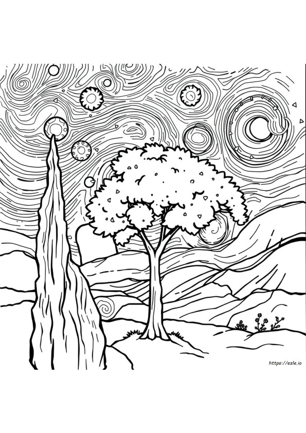 Van Gogh Gambar Mewarnai Yang Dapat Dicetak Gratis