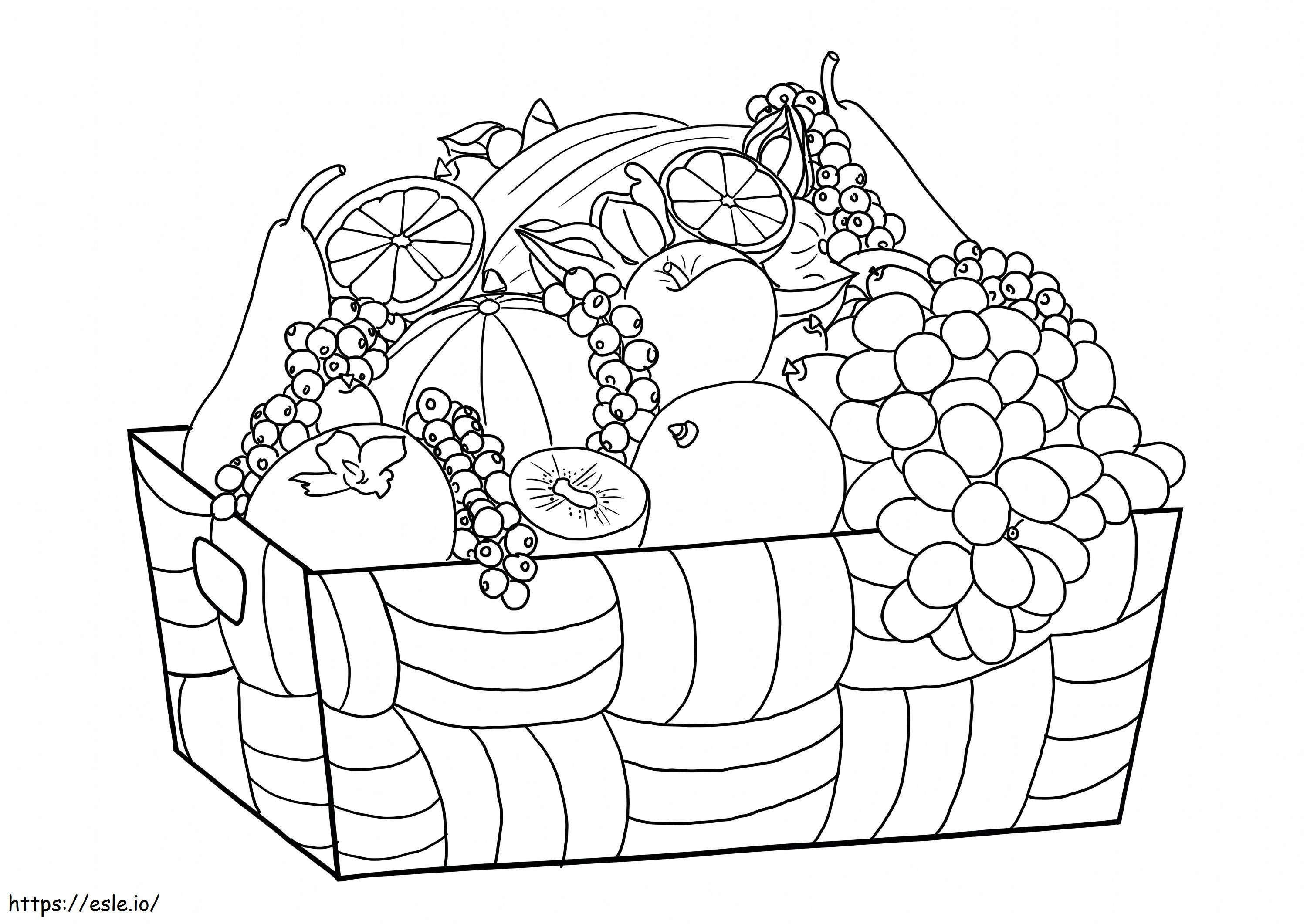 スケールされた箱に入った果物と野菜 ぬりえ - 塗り絵